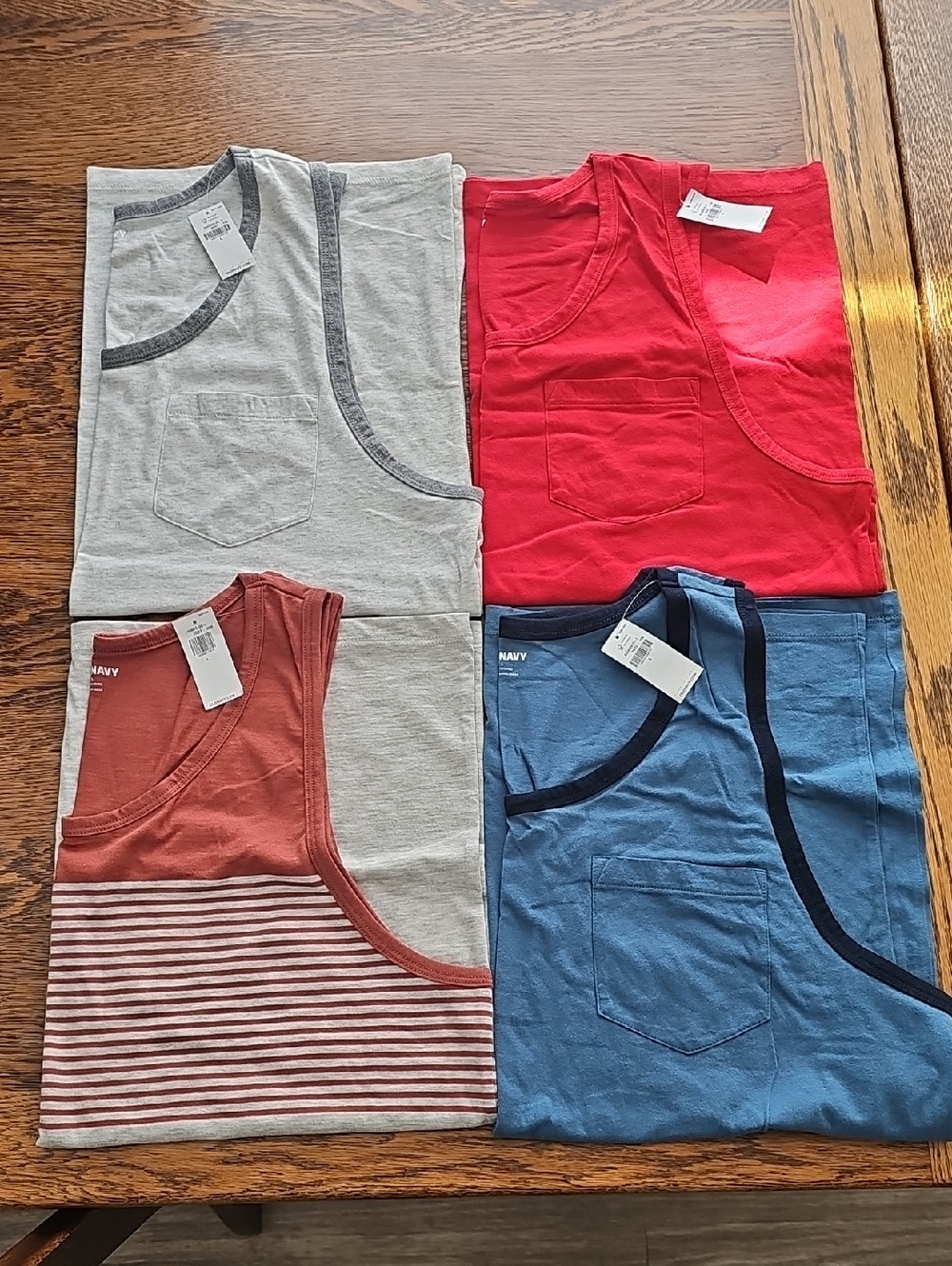 Old Navy Men's Tank Top 4-Pack - Red, Blue, Gray, Rust